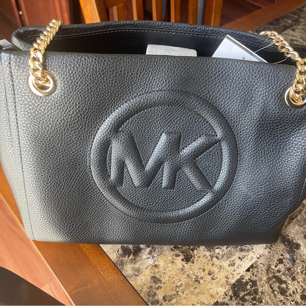 Michael Kors Black Purse with MK on front